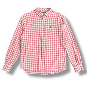 Johnnie-O Hangin’ Out Men’s Large Button Down Shirt‎ Pink White Gingham Casual